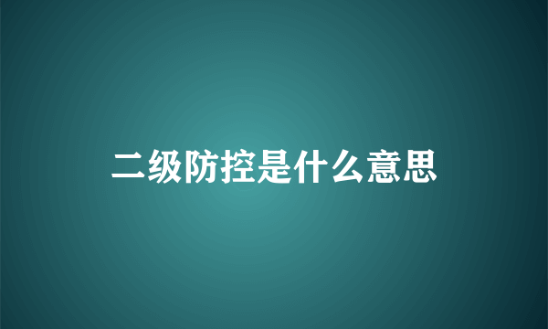 二级防控是什么意思