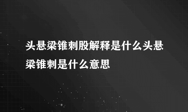 头悬梁锥刺股解释是什么头悬梁锥刺是什么意思