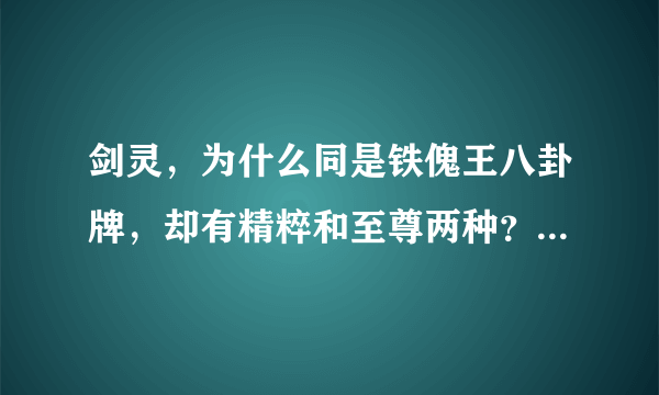 剑灵，为什么同是铁傀王八卦牌，却有精粹和至尊两种？看属性又是一样的