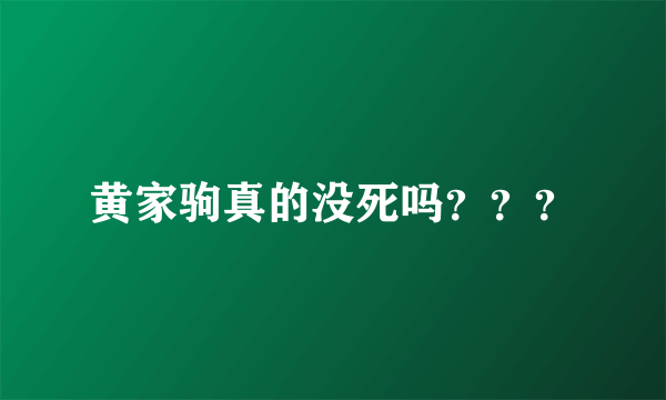 黄家驹真的没死吗？？？