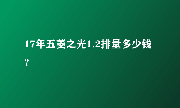 17年五菱之光1.2排量多少钱？