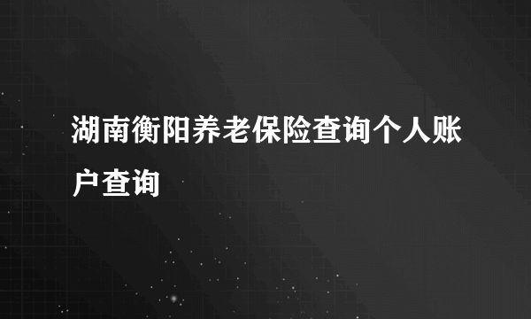 湖南衡阳养老保险查询个人账户查询