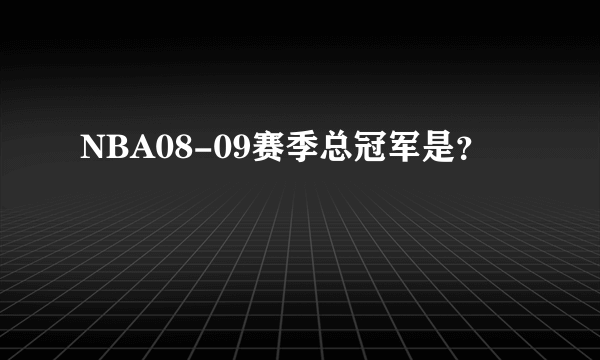 NBA08-09赛季总冠军是？