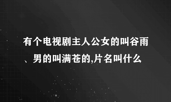 有个电视剧主人公女的叫谷雨、男的叫满苍的,片名叫什么