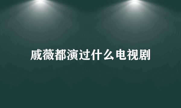 戚薇都演过什么电视剧