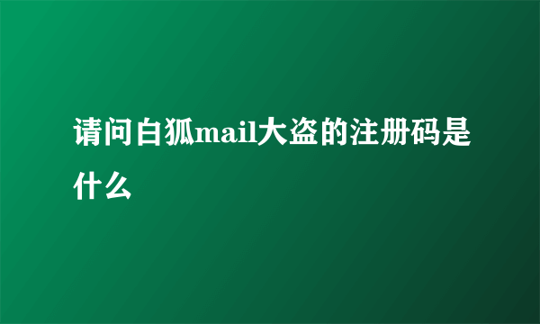 请问白狐mail大盗的注册码是什么