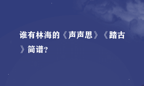 谁有林海的《声声思》《踏古》简谱？