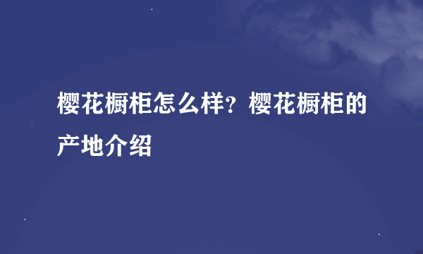 樱花橱柜怎么样？樱花橱柜的产地介绍