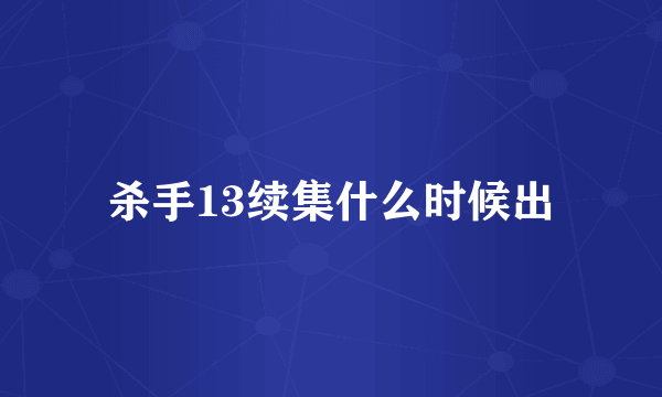 杀手13续集什么时候出