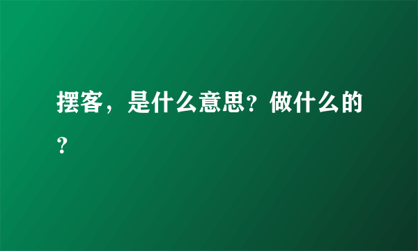 摆客，是什么意思？做什么的？