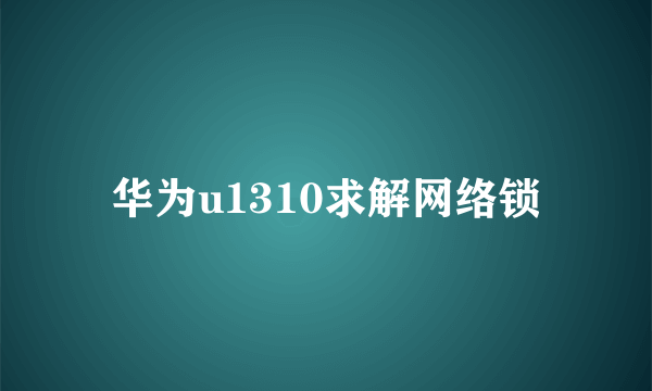 华为u1310求解网络锁