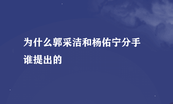 为什么郭采洁和杨佑宁分手 谁提出的