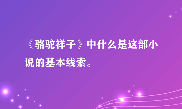 《骆驼祥子》中什么是这部小说的基本线索。