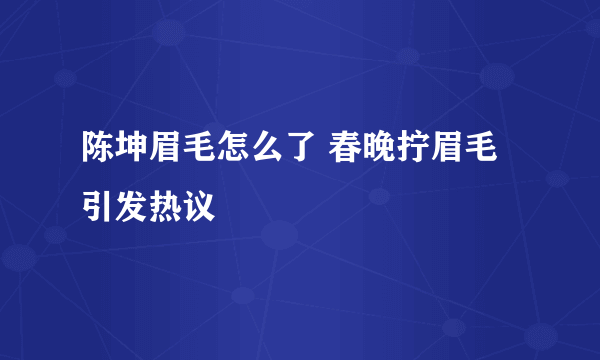 陈坤眉毛怎么了 春晚拧眉毛引发热议