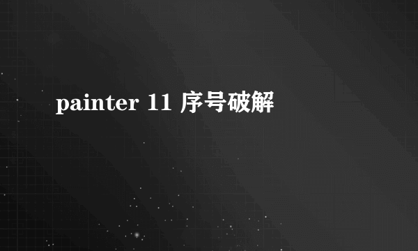 painter 11 序号破解