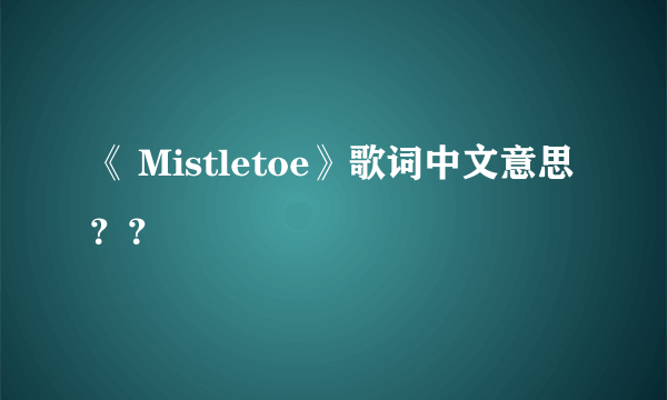 《 Mistletoe》歌词中文意思？？