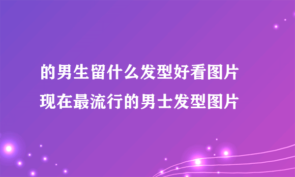 的男生留什么发型好看图片 现在最流行的男士发型图片