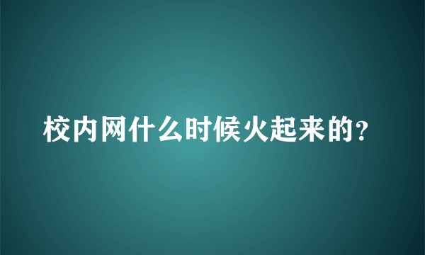 校内网什么时候火起来的？