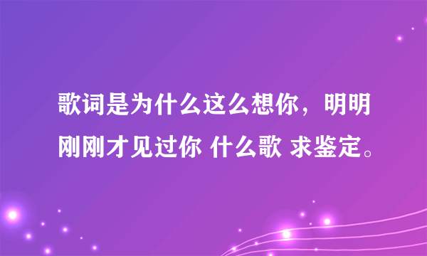 歌词是为什么这么想你，明明刚刚才见过你 什么歌 求鉴定。