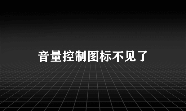 音量控制图标不见了