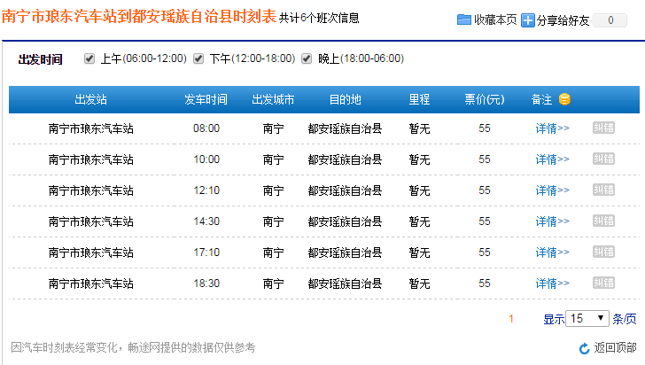 南宁市琅东站至都安汽车站的时间表