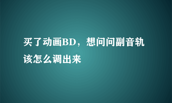 买了动画BD，想问问副音轨该怎么调出来