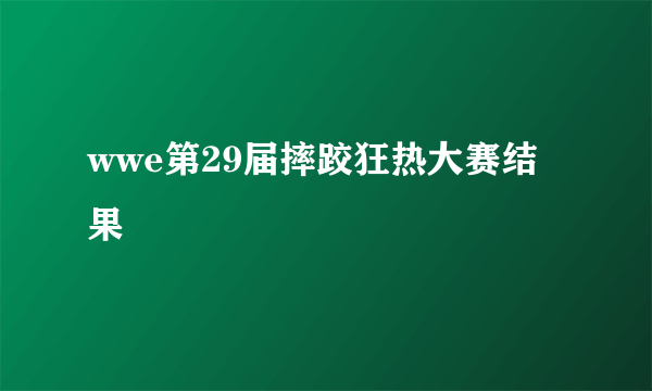 wwe第29届摔跤狂热大赛结果