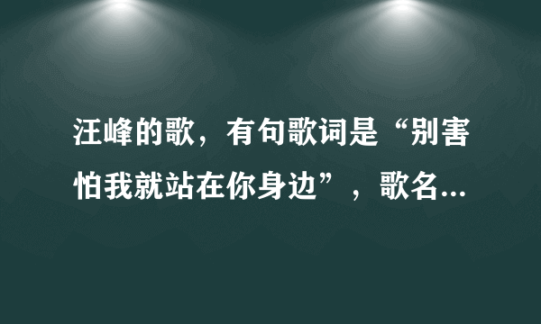 汪峰的歌，有句歌词是“别害怕我就站在你身边”，歌名是什么？