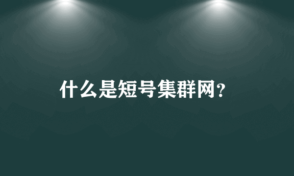 什么是短号集群网？