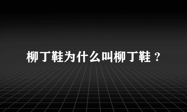 柳丁鞋为什么叫柳丁鞋 ?