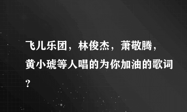 飞儿乐团，林俊杰，萧敬腾，黄小琥等人唱的为你加油的歌词？