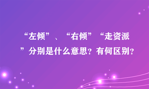 “左倾”、“右倾”“走资派”分别是什么意思？有何区别？