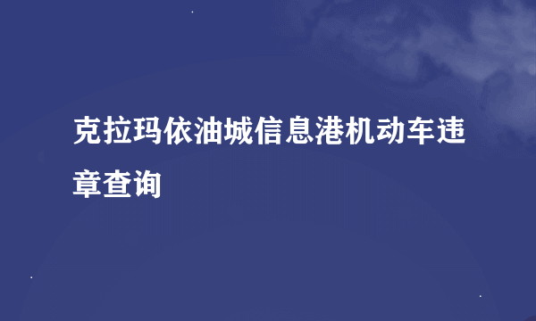 克拉玛依油城信息港机动车违章查询