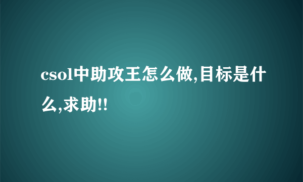 csol中助攻王怎么做,目标是什么,求助!!