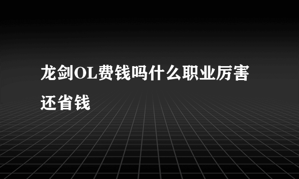 龙剑OL费钱吗什么职业厉害还省钱