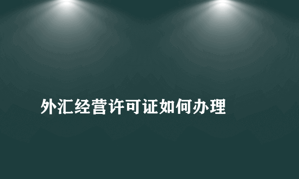 
外汇经营许可证如何办理

