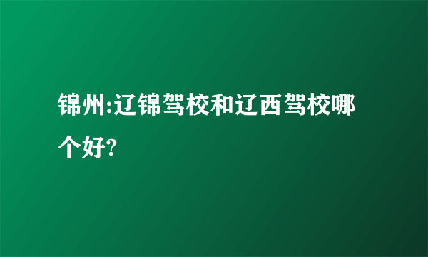 锦州:辽锦驾校和辽西驾校哪个好?