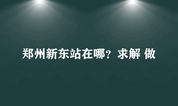 郑州新东站在哪？求解 做