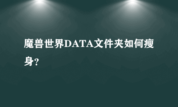 魔兽世界DATA文件夹如何瘦身？