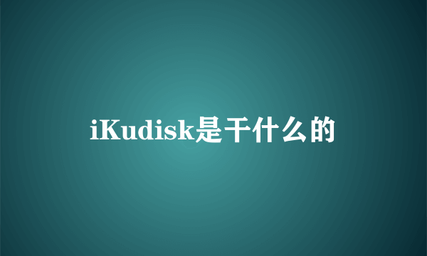 iKudisk是干什么的