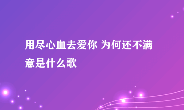 用尽心血去爱你 为何还不满意是什么歌