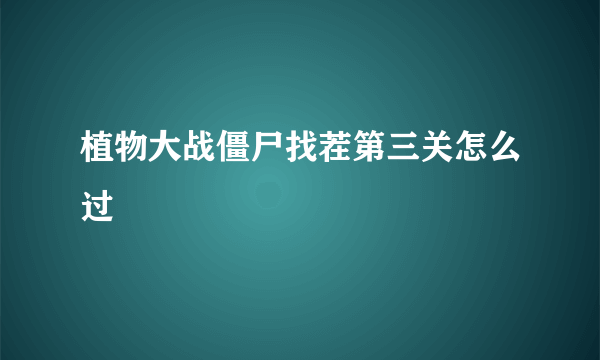 植物大战僵尸找茬第三关怎么过