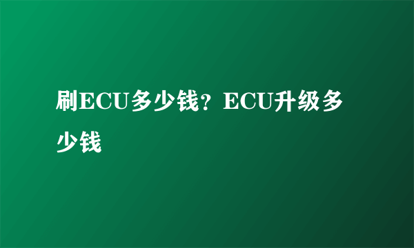 刷ECU多少钱？ECU升级多少钱