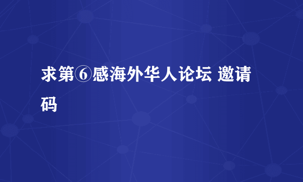 求第⑥感海外华人论坛 邀请码