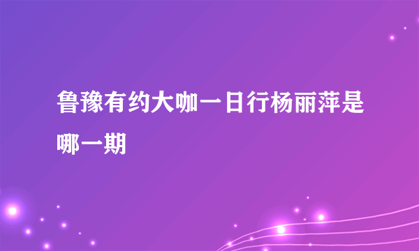 鲁豫有约大咖一日行杨丽萍是哪一期