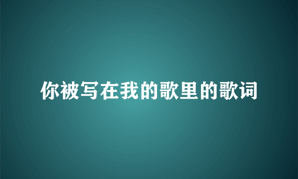 你被写在我的歌里的歌词