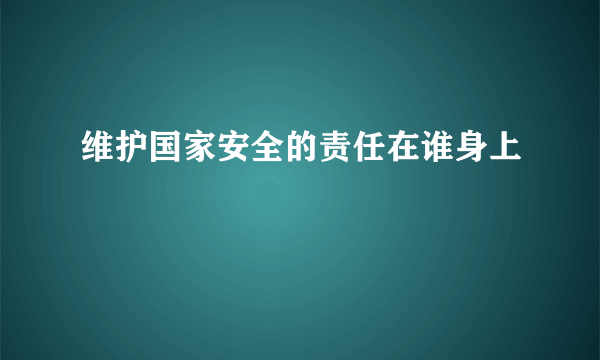 维护国家安全的责任在谁身上