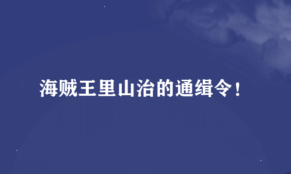 海贼王里山治的通缉令！