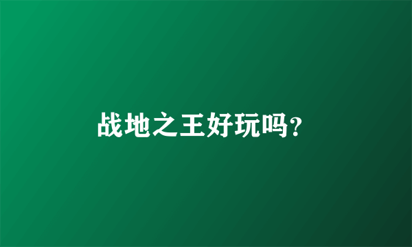 战地之王好玩吗？