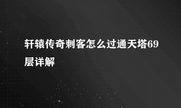 轩辕传奇刺客怎么过通天塔69层详解